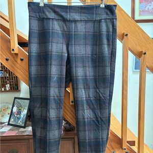 Women’s Plaid Pants - Black and Brown Zac & Rachel XL Elastic Waist